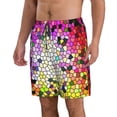 thumbnail image 2 of KLL Colorful Tie Dye Stained Glass 3 Men's Casual Summer Beach Shorts Hawaiian Shorts with Pockets-Large, 2 of 5
