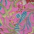 thumbnail image 5 of Indian Handmade Twin Size Peacock Print Pink Cotton Kantha Bedspread Bedding Blanket Throw, 5 of 5
