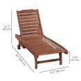 thumbnail image 2 of Chaise Longue d'Extérieur en Bois, Chaise Longue d'Extérieur Réglable pour Patio et Jardin, Chaise de Bronzage avec Plateau Coulissant et 2 Roues, Brun, 2 of 7