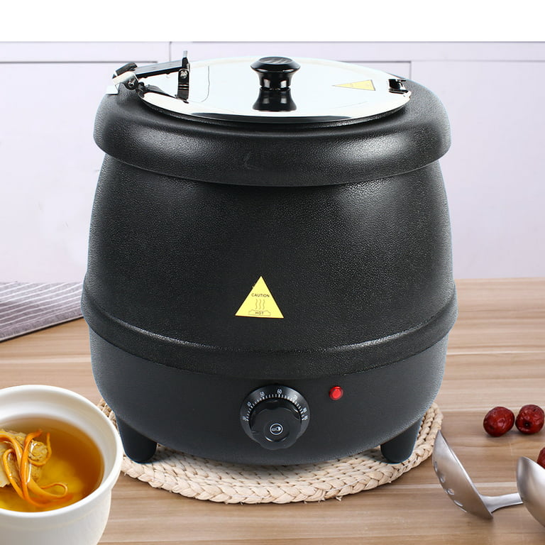 Loyalheartdy 10L Electric Soup Kettle Pot Soup Maker Stainless Steel Commercial Countertop Food Warmer 30c-85c (Black), Size: 38.00*38.00*38.00cm/