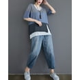 thumbnail image 5 of Women Loose Casual Short Sleeve Color Block Cotton Tshirt Tops GA2228 Grey, 5 of 5