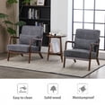 thumbnail image 2 of Mid-Century Modern Accent Chair,Arm Chair with Solid Wood Frame,Reading Chair with Pillow Upholstered,for Living Room Bedroom Sunroom(Dark Grey+Brown), 2 of 9