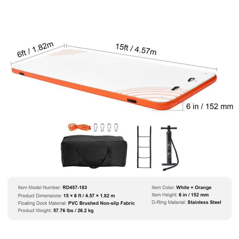 KFFKFF Inflatable Dock, 15 x 6FT Water Float Mat, Includes - Main Image