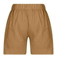 thumbnail image 4 of Cotton Shorts for Women Casual 7 Inch Inseam Shorts Summer Elastic Waist Short Vacation Beach Outfits with Pockets, 4 of 5