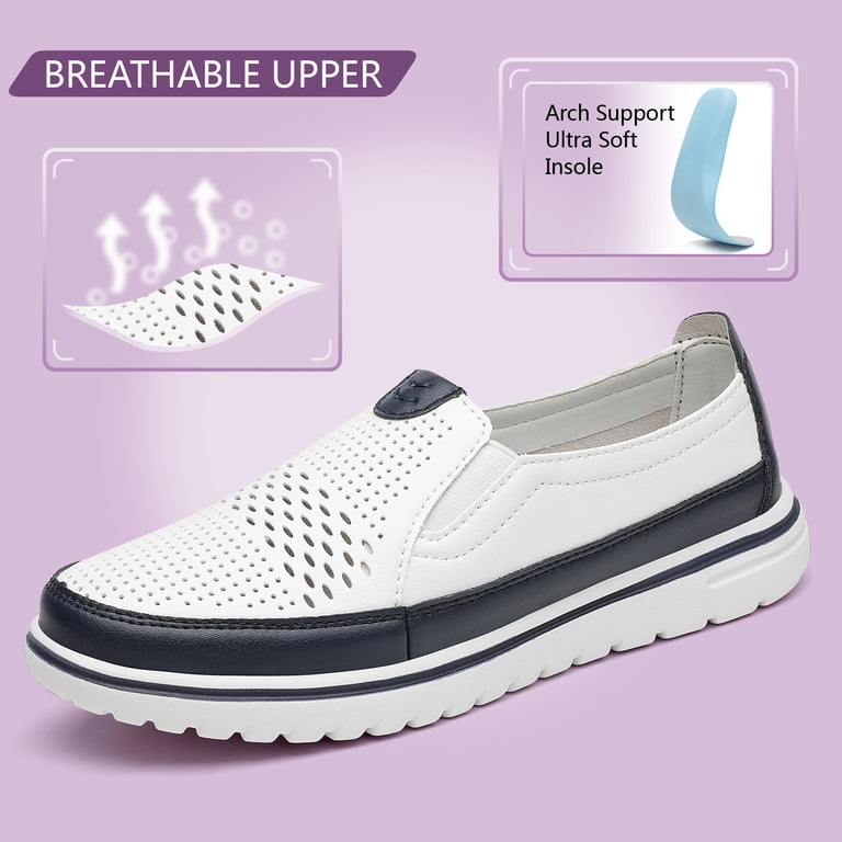 Clove Scarpe Infermieristiche Donna 7.5 – Bianche, Slip-On, Antiscivolo, Comode