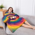 thumbnail image 5 of Oversized Wearable Blanket Hoodie,Colorful Rainbow Tie Dye Spiral Pattern Sherpa Blanket Hoodie with Super Pockets,Super Warm Fuzzy Pullover for Women & Men, 5 of 6