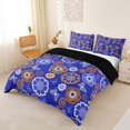 thumbnail image 3 of jejeloiu Bold Floral Duvet Cover King For Men Women,Bohemian Pattern King Bedding,Blue Orange,Black Reversible,3pcs,1 Duvet Cover and 2 Pillowcases, 3 of 6