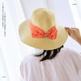 thumbnail image 2 of CoCopeanut Topi Matahari Wanita Baru Musim Panas Topi Ember Pita Topi Jerami Atasan Datar Topi Pantai Topi Matahari Wanita Panama Topi Luar Ruangan Jerami Ikatan Simpul, 2 of 6