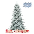 thumbnail image 1 of Patiojoy 7ft Snow Flocked Fir Artificial Christmas Tree Hinged Decoration Pine Tree, 1 of 9