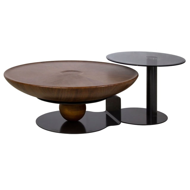 Mesa de Centro Kessa Muebles Inox Nogal 70 x 38 x 70 cm