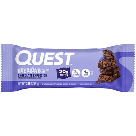 Quest Overload Protein Bar, Chocolate Explosion, 20g Protein, Gluten Free, 1 Count