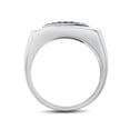 thumbnail image 4 of Jewelili Sterling Silver with 1/2 Cttw Treated Black Round and Natural White Round Diamond Men's Ring, Size 11, 4 of 6