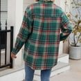 thumbnail image 3 of Women's Lightweight Flannel Plaid Button Down Shirts Oversized Long Sleeve Shacket Jacket Tops, 3 of 6