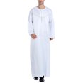 thumbnail image 1 of Style Musulman Homme Solide Manches Longues Abaya Arabe Dubai Longue Tunique Kaftan Thobe Islamique Robe, 1 of 3