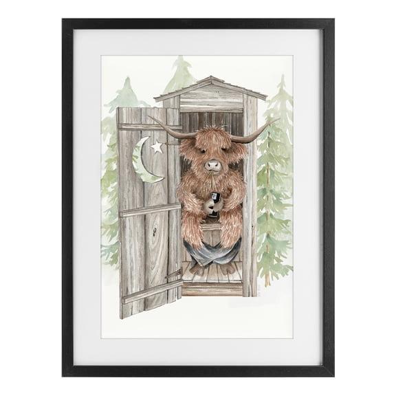 Stupell Industries Farmhouse Lost In Scroll Outhouse Black Framed Print Under Glass, 14 x 20, by Cindy Jacobs
