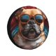 thumbnail image 1 of Fotbe French Bulldog In Sunglasses Funda de Llanta de Repuesto con Estampado, Engrosada, Ajuste Universal para Jeep, Remolque, RV, SUV, Camión-15 inch, 1 of 6