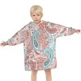 thumbnail image 3 of Pink Paisley and Floral Pattern Blanket Hoodies for Kids 6-13YR Oversize Wearable Blanket Hoodies for Boys Girls Teens, 3 of 7