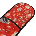 thumbnail image 4 of Yayeee Double Oven Mitt Kitchen Heat Resistant Baking 35" x7" Quilted Glove, Red Christmas Ornaments Pattern, 4 of 6