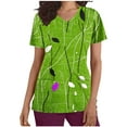 thumbnail image 2 of Rciityk Womens Scrub Tops Summer Causal Floral Printed Nursing Uniform Stretch V Neck Short Sleeve Workwear Blouse with Pockets Green L, 2 of 5