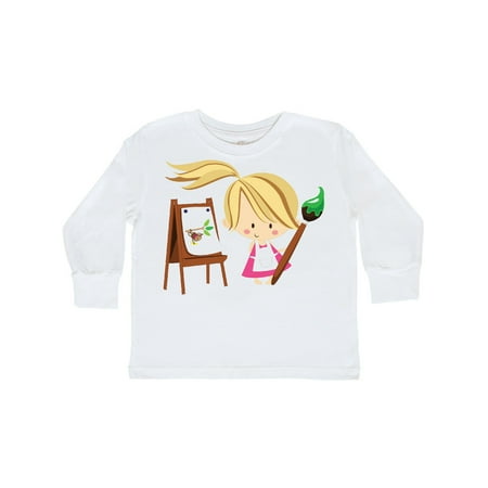 

Inktastic Artist Girl With Easel Gift Toddler Toddler Girl Long Sleeve T-Shirt