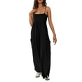 thumbnail image 2 of Jumpsuits for Women Spaghetti Strap Wide Leg Overalls Summer Rompers with Pockets Black S, 2 of 8