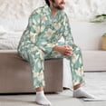 thumbnail image 7 of Yiaed Lilies Flowers Print Men’s Pajamas Set - Long Sleeve Button Down Sleep Shirt and Pajama Bottoms Sleepwear Set Mens Pjs Sets Men's Pajama Bottoms-Medium, 7 of 7