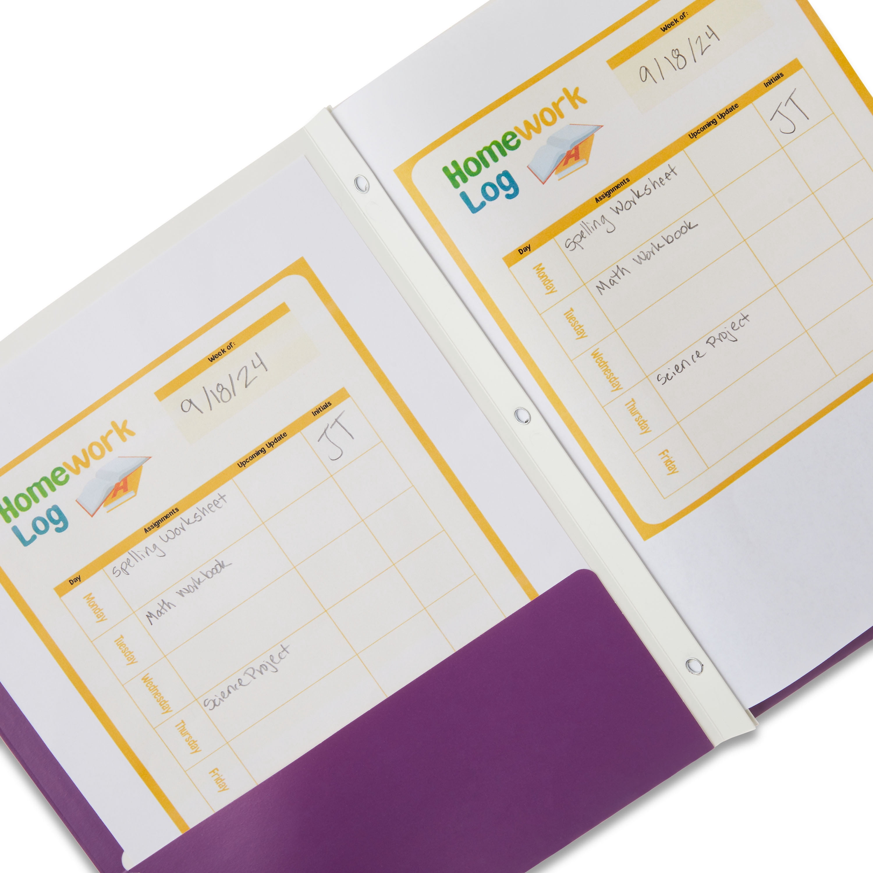 Pen+Gear Letter Size 3-Prong Paper Folder, Purple