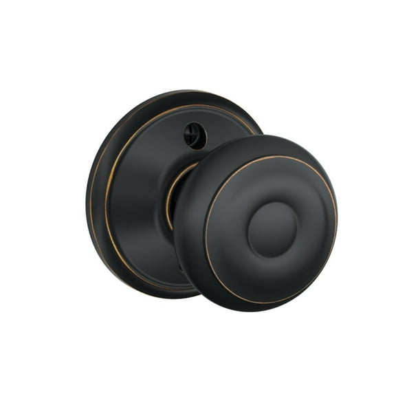 Schlage Residential F170 GEO 716 Single Dummy Georgian Knob Antique Bronze