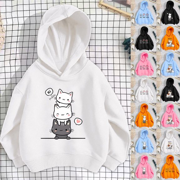 ibiyuan Cool Oversized Hoodies Girls Long Sleeve Cute Sweatshirts Lightweight Kids Clothes Tops with Pocket Funny Workout Clothes Back to School Outfit