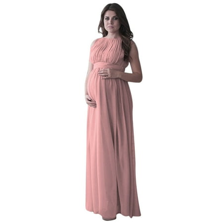- Mosunx Women Pregnant Drape Photography Props Casual Nursing Boho Chic Tie Long Dress