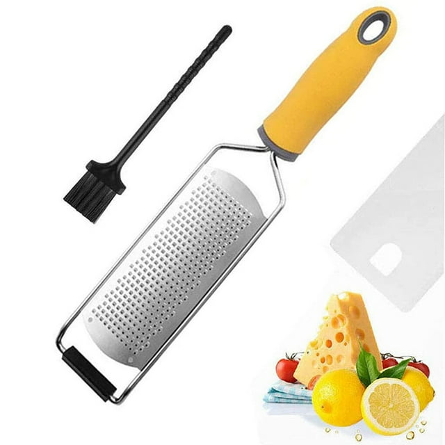 Lemon Zester Handle Cheese Grater Zester Cheese Lemon Stainless Steel Grater Handle Cheese Kitchen Butter Slicer with Cleaning Brush