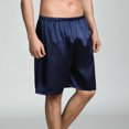 thumbnail image 4 of Defitshape Men's Satin Boxers Silk Shorts Summer Loungewear Elastic Waist Graphic Pattern Lightweight Bermuda Pj Sleeping Bottoms Lounge Sleep Short Pajama Pants Sleepwear Navy Small, 4 of 5