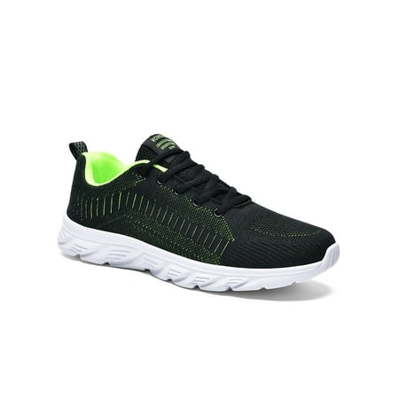 

Tenmix Men s Flats Lace Up Casual Shoes Comfort Sneakers Breathable Walking Shoe Daily Nonslip Flat Trainers Black Green 9.5