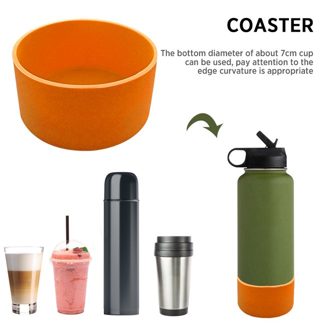 Botella de agua manga antideslizante silicona taza de agua cubierta protectora inferior (naranja)