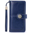 thumbnail image 1 of Wallets For Women Leather Credit Card Holder With Rfid Blocking Large Capacity Wristlet, 1-wax-blue-3, 1 of 5