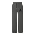thumbnail image 4 of BiZtdJrK Womens Wide Leg Sweatpants Star Print Drawstring Elastic Waist Running Athletic Pants Baggy Casual Sweat Pant with Pockets Dark Gray L, 4 of 6