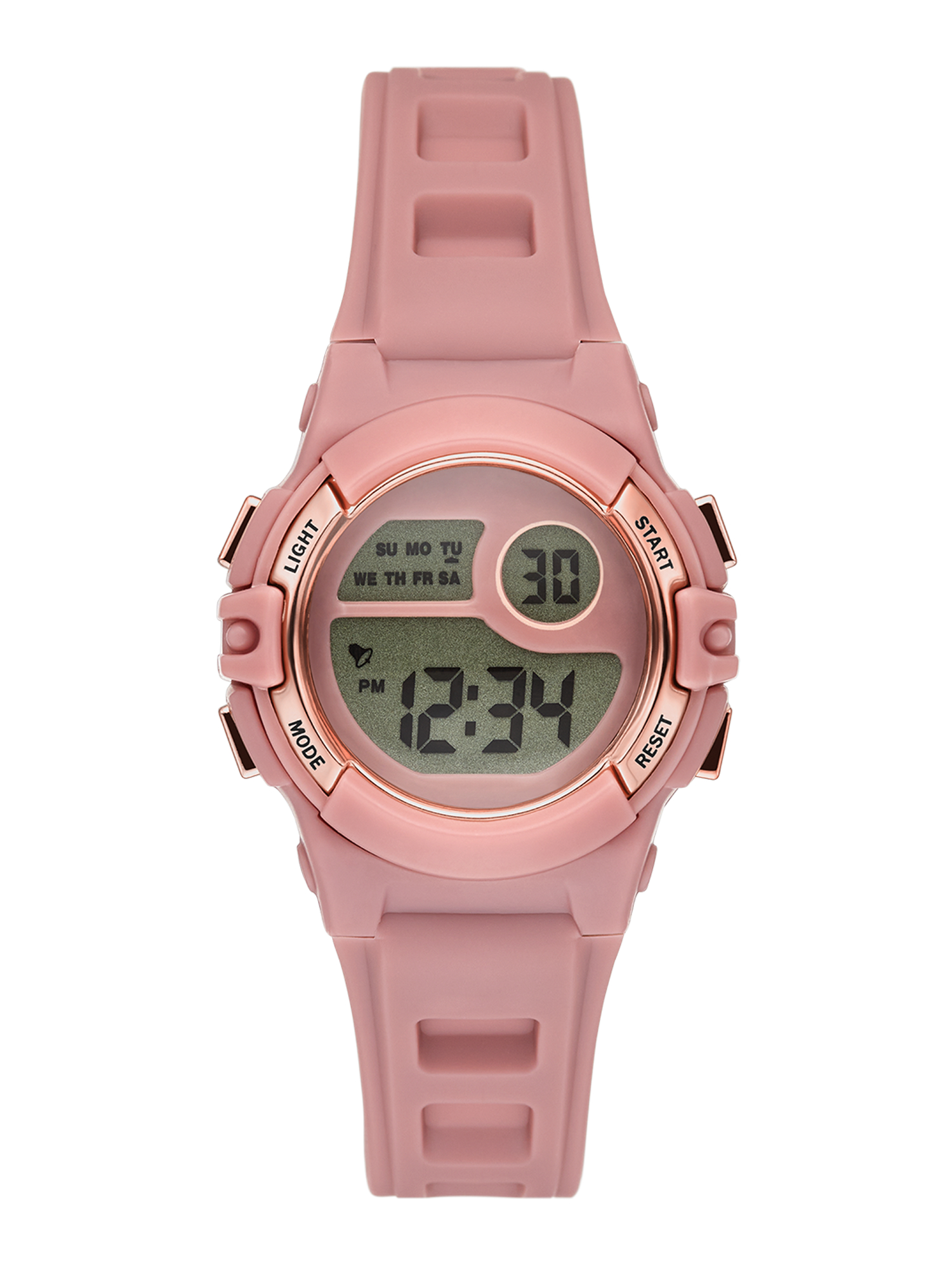 Time and Tru Ladies' Digital Sport Watch, Dusty Rose Round Case, Rose Gold Tone Bezel and Dusty Rose Plastic Strap (FMDOTT108)