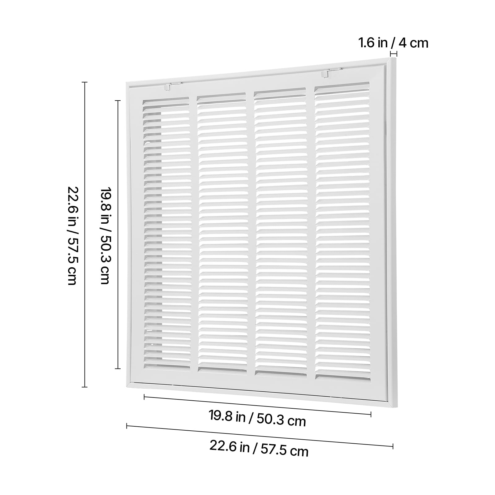 KFFKFF Air Filter Grille, Suitable for W20 x H20 Inch Duct Opening, Filter Excluded, Wall-Mounted Air Vent Cover, Powder-Coated Steel Air Grill with Removable Face/Door for 1 inch Filters
