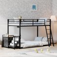 thumbnail image 3 of Zimtown Twin Over Twin Bunk Bed with 3 Storage Drawers, Metal Low Profile Bunk Bed Frame with LED Lights, Charging Station, Black, 3 of 9