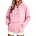 thumbnail image 2 of SYwaren Women's Oversized Pullover Hoodie Henley Long Sleeve Button Casual Sweatshirt Tops, 2 of 7