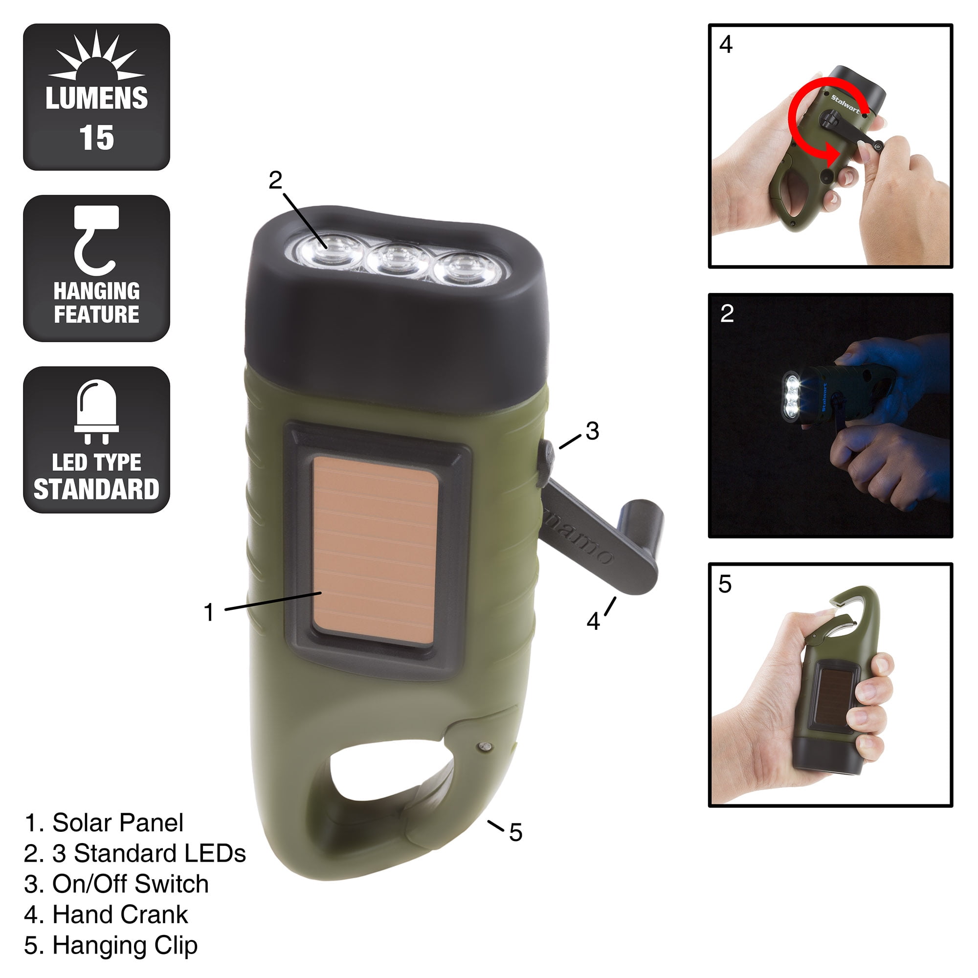 Camping Hand Crank Light Manual Power Supply Flashlight Tools With USB  Sweetie