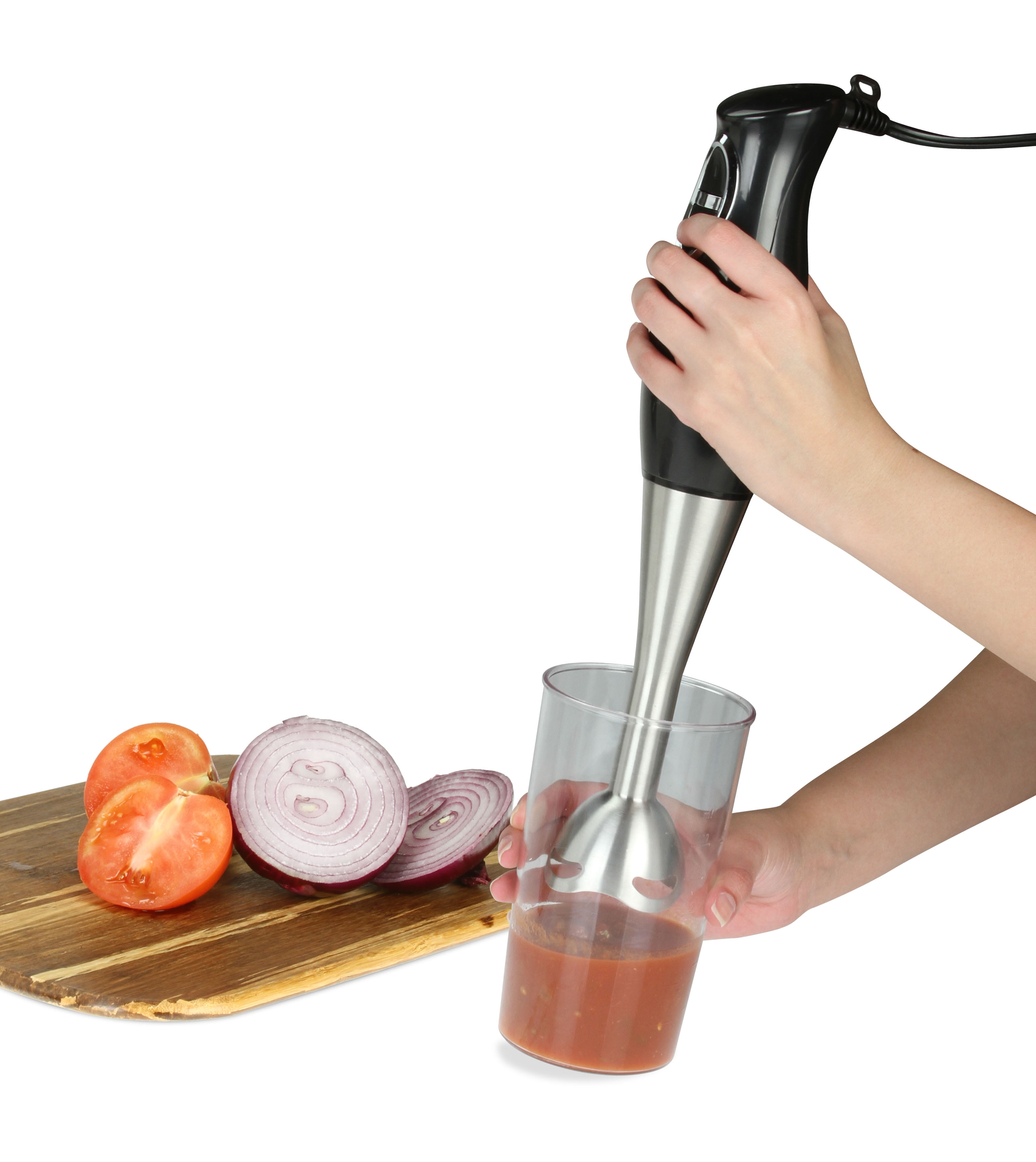 Kalorik Black and Stainless Steel Hand Blender with Mixing Cup