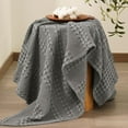 thumbnail image 4 of PHF 100% Cotton Waffle Weave Blanket, Lightweight Throw Washed Blanket for Bed Sofa Home Decor, Dark Grey, 50"x60", 4 of 7
