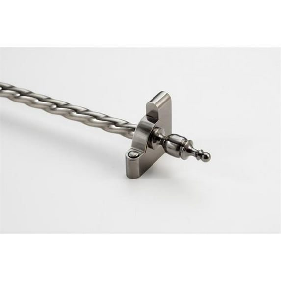 Zoroufy 01714-03763 36 in. Heritage Roped Tubular Stair Rod Set Extended Brackets Crown Finial in Antique Pewter