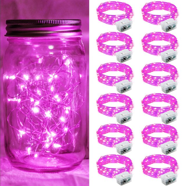 Guirnalda de luces LED chzk, 2 m, 20 luces LED centelleantes, rosa