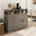 thumbnail image 5 of 47" L Farmhouse Buffet Storage Cabinet with 3 Drawers and 2 Adjustable Shelf, Sideboard with Charging Station, Grey, 5 of 9