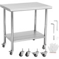 thumbnail image 1 of Table de Préparation en Acier Inoxydable NSF 30x24 Po, Table de Travail Commerciale Robuste avec Tablette Inférieure Réglable pour Restaurant, Cuisine, Maison et Hôtel, 1 of 8
