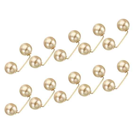 Uxcell Pearl Brooch Pins 1.4 Inch Metal Faux Pearl Decorative Collar Safety Pins Clips, Gold Tone, 10pcs