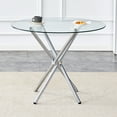 thumbnail image 2 of LUFTUT 36.6" Round Glass Dining Table, Modern Silver Base Kitchen Table, Small Space Bistro Table, Clear Tempered Glass Top for Apartment, 2 of 9