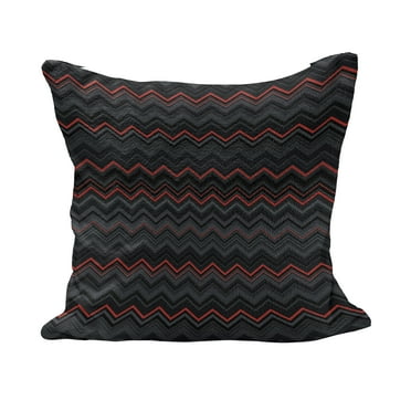 Abstract Fluffy Throw Pillow Cushion Cover, Horizontal Zigzag Chevron Design with Bold Thin Print, Decorative Square Accent Pillow Case, 16" x 16", Charcoal Grey Pale Grey, by Ambesonne
